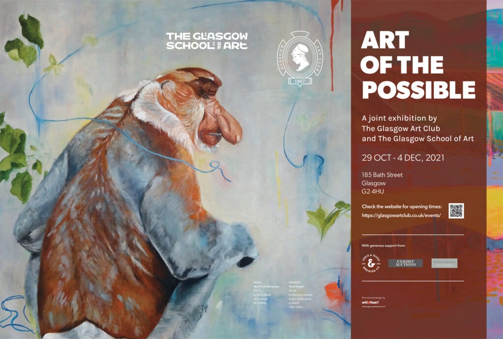 Exhibition poster for "Art Of The Possible" - designed by Agency withHeart for the Glasgow Art Club and Glasgow School Of Art